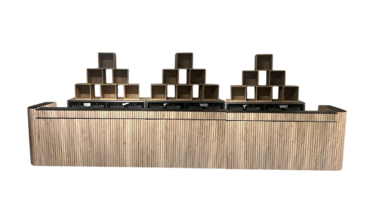 Flow bar 680 cm compleet incl achterkasten, opzetblokken en koeling