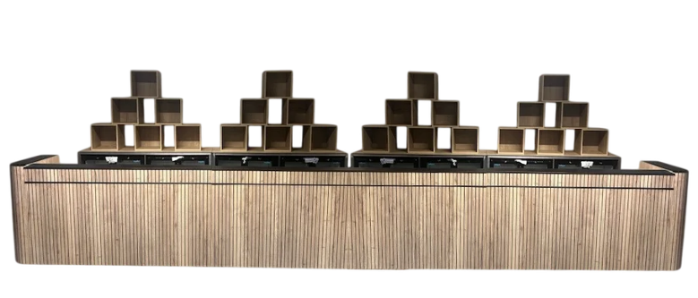 Flow bar 880 cm compleet incl achterkasten, opzetblokken en koeling