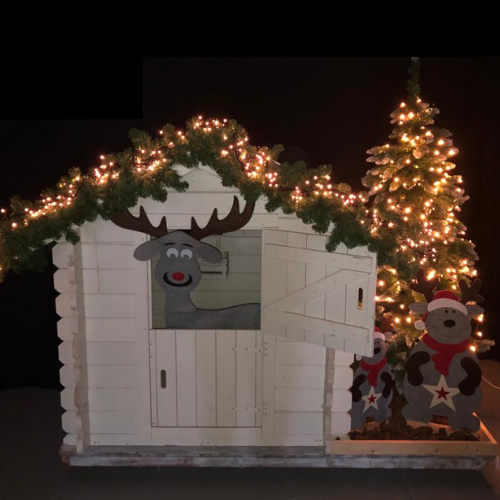 Kerstdecor paneel huisje 200 x 100 cm