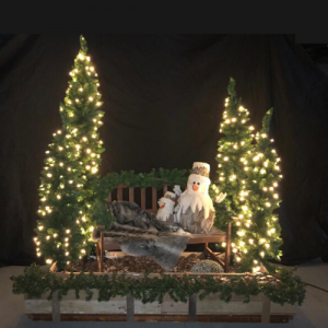 Kerstdecor paneel bankje 200 x 100 cm