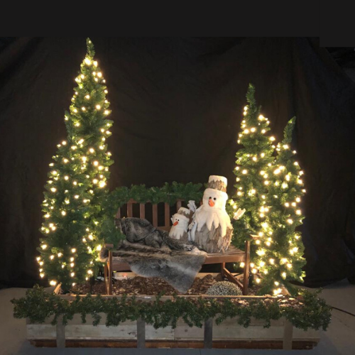 Kerstdecor paneel bankje 200 x 100 cm
