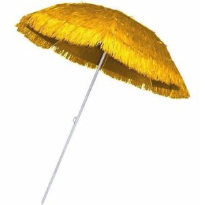 Raffia parasol geel
