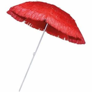 Raffia parasol rood