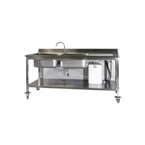 RVS spoeltafel 200 x 70 x 100 cm + boiler